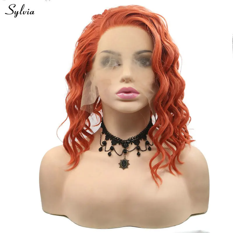 

Sylvia Copper Red/Blue Green/Blonde/Dirty Pink/Purple Loose Wave Synthetic Lace Front Wigs for Women Summer Short Bob Wigs