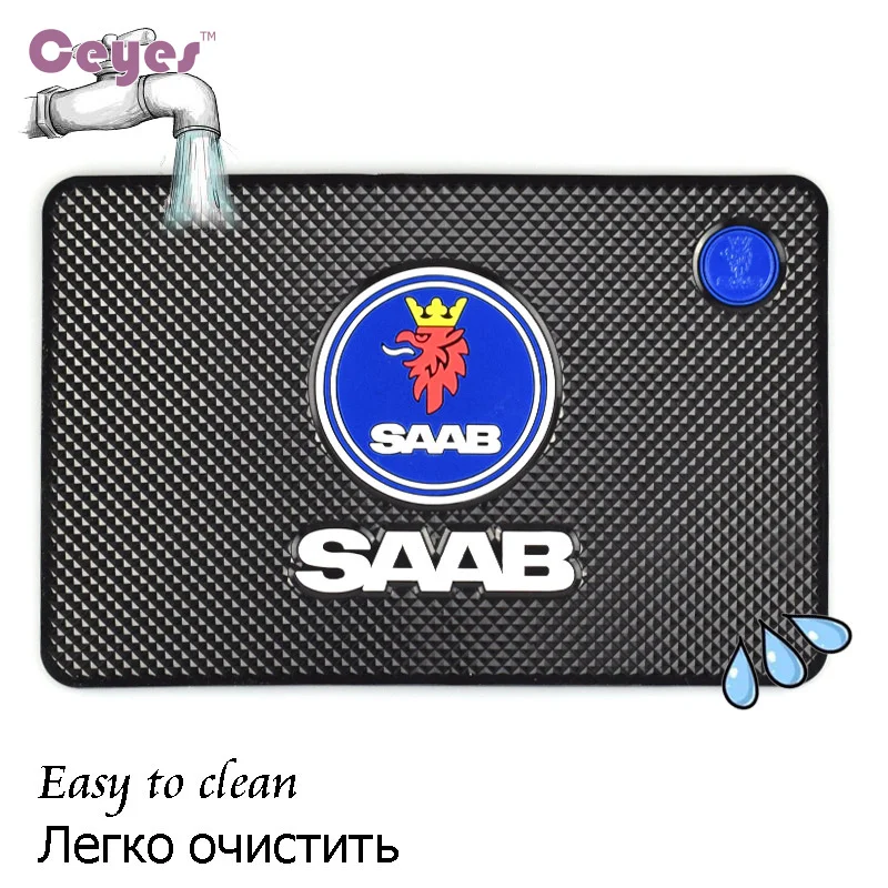 CEYES Car-Styling Interior Mat Auto Badge Case For Saab 03-10 9-3 9-5 93 95 9000 900 Car Emblems Car Styling Anti-Slip Mat