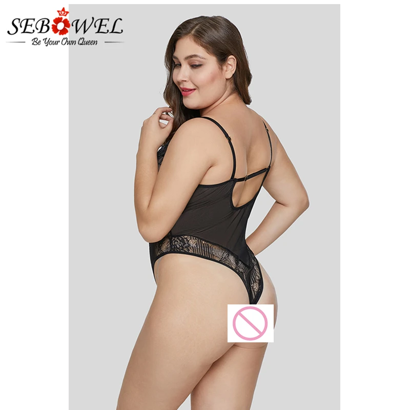 Black-Sweet-Floral-Plus-Size-Teddy-Lingerie-LC32357-2-2 
