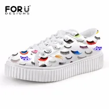 FORUDESIGNS/Модная женская обувь на плоской платформе; Милая женская повседневная обувь на толстой подошве с принтом ресниц; обувь на плоской подошве, увеличивающая рост