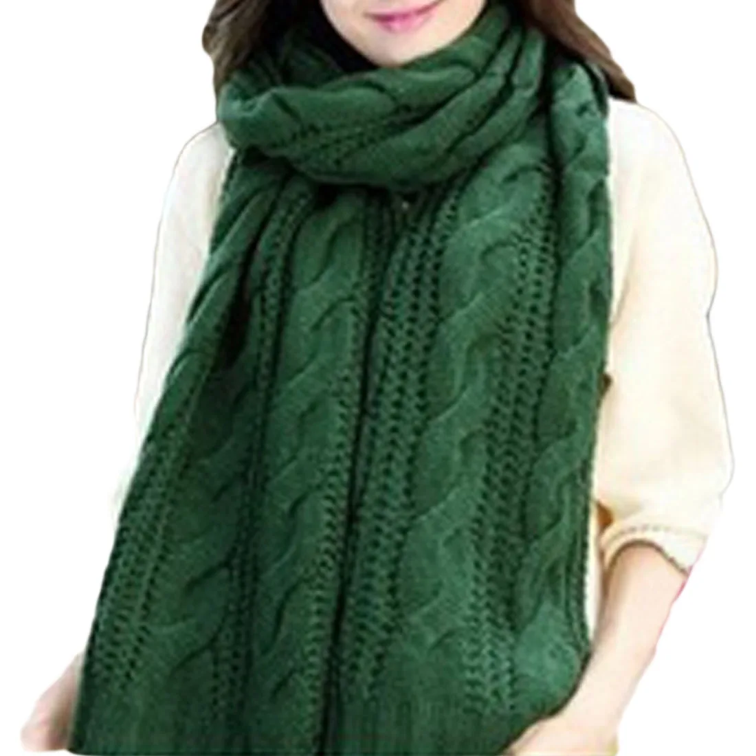 

Charming Circle Cable Crochet Knit Scarf Shawl Wrap Winter Warm Cowl Neck Ginger Yellow