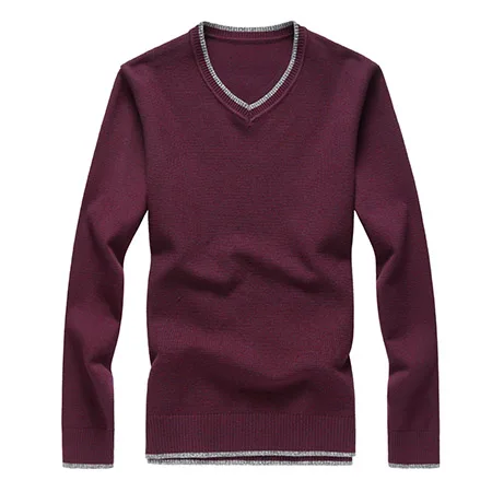Мужской пуловер шерстяной свитер осень зима Трикотажное изделие с вырезом в форме буквы V брендовая Повседневная Теплая мужская рубашка Suete плюс размер M-8XL свитер SL-K402 - Цвет: red