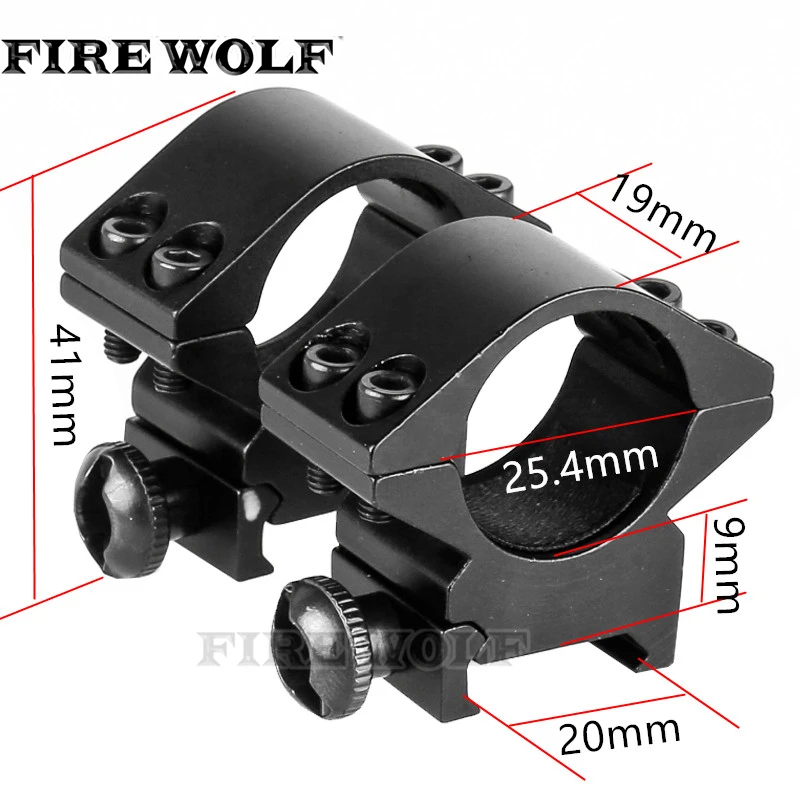 

FIRE WOLF 25.4mm 1" Weaver Scope Mount Rings Low Profile 21mm Picatinny Rail Mount Rings