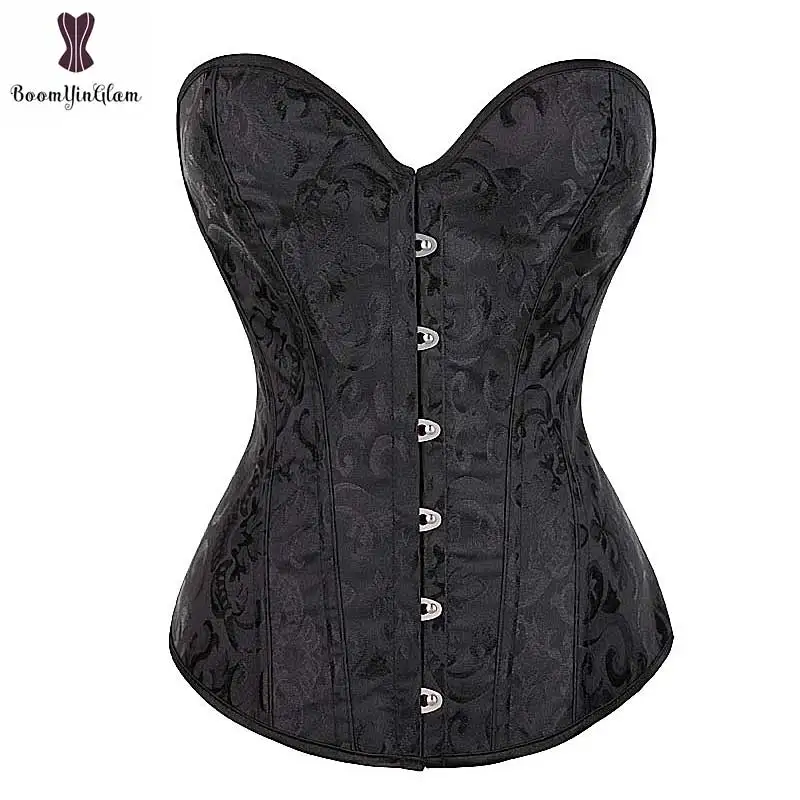 Simple Floral Corsets Spiral Steel Boned White Black Corset Good