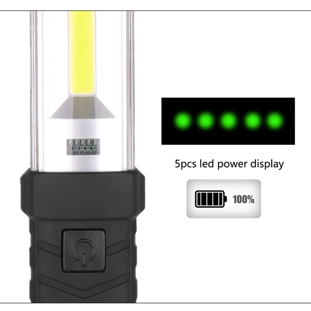 Магнитный флэш-светильник COB+ светодиодный рабочий светильник USB флэш-светильник перезаряжаемый фонарь, Ремонтный светильник с крюком, портативный флэш-светильник