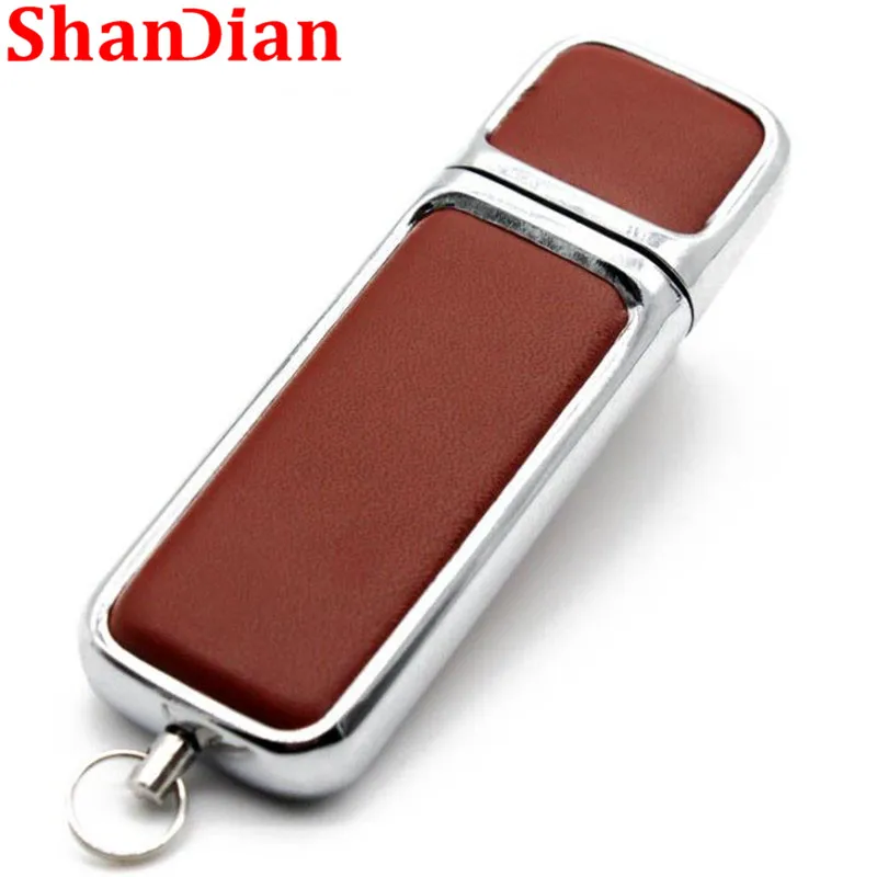 SHANDIAN оптовая продажа кожа высокое качество usb флэш накопитель мех металлическая