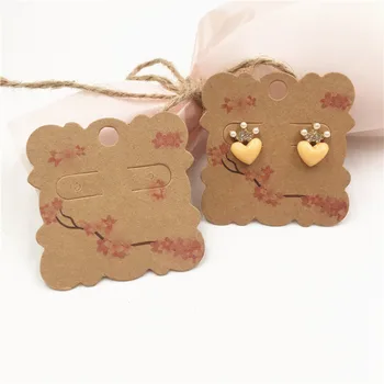 

Earring Cards Square Flower Shape Dangler Display Card Jewelry Show Package Fixed Paper Earring Card Printed 50Pcs/Lot