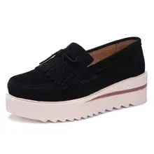 На весну с бахромой из натуральной кожи; женская обувь на плоской подошве обувь на платформе модная повседневная обувь на плоской подошве без застежки; задники, обувь на толстой резине мокасины-лоферы