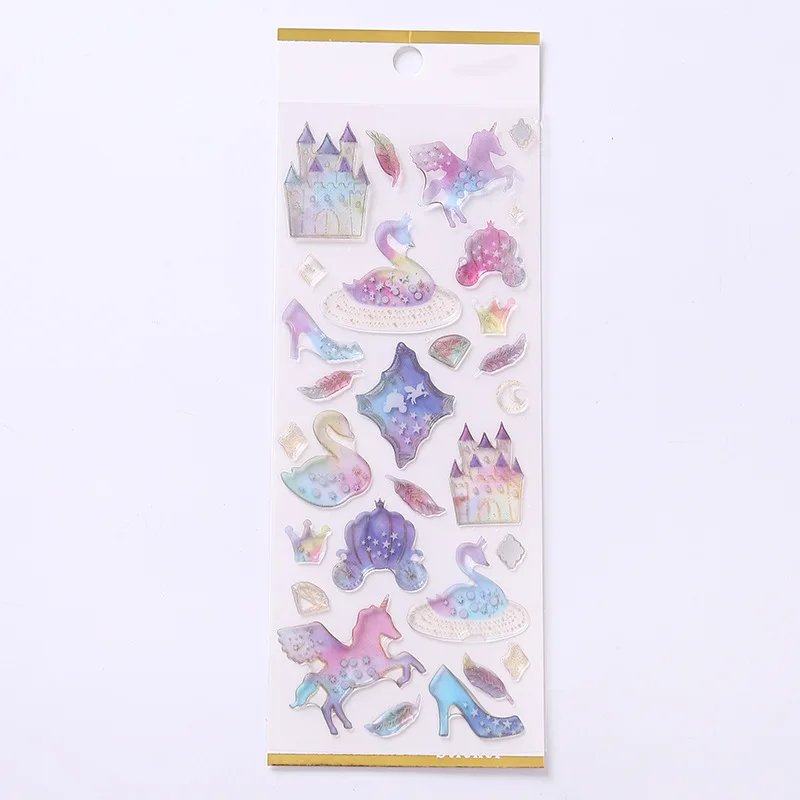 3D золотые наклейки в виде единорога Kawaii ПВХ Звездные Кристальные наклейки для мобильного телефона Дневник украшения Скрапбукинг Diy Фотоальбомы - Цвет: 5