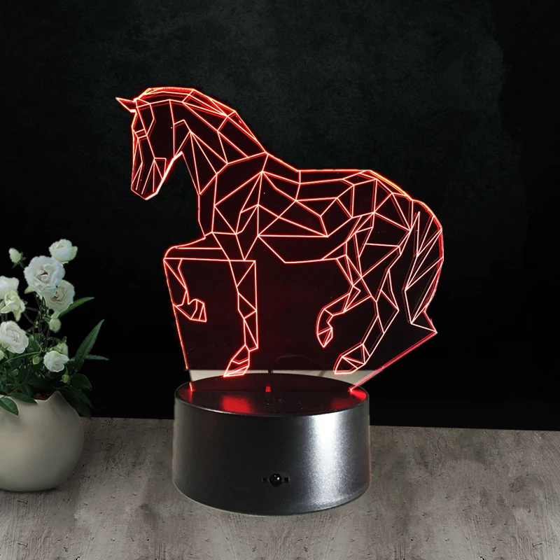 1 шт. USB Новинка подарки 7 цветов меняющиеся животные Luces Horse светодиодный ночник 3D светодиодный Настольный светильник домашний декор