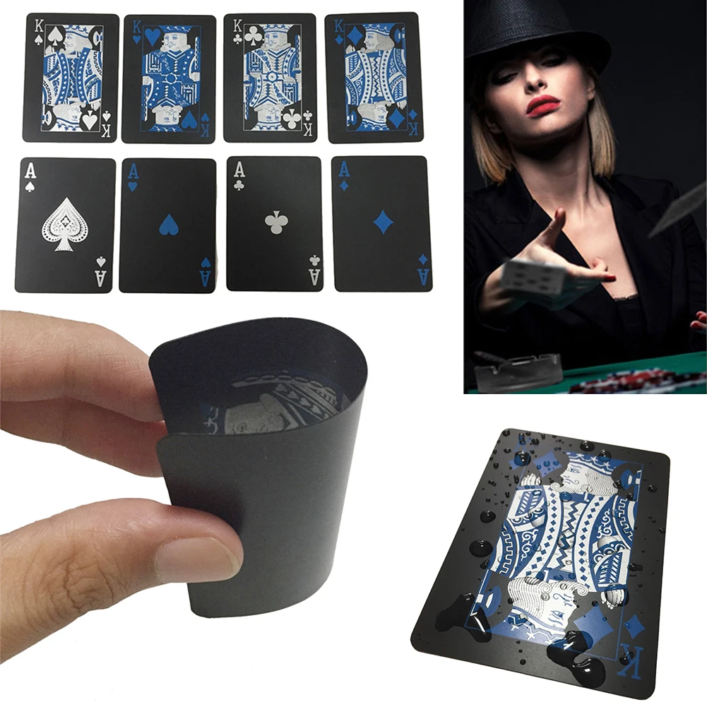 2018 NEWWaterproof черный игральных карт Пластик набор для покера карт колода ценные Творческий мост карточные игры Техасский Холдем