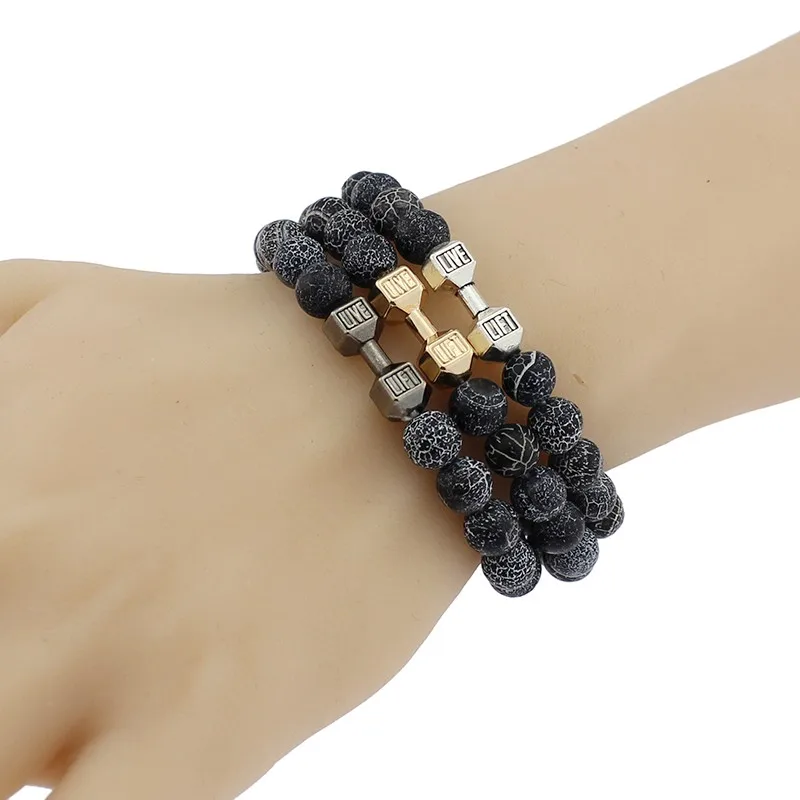 New-Arrival-Metal-Barbell-Jewelry-for-men-8mm-weathered-granite-Stone-bracelet-yoga-Fitness-Fashion-Fit (4)