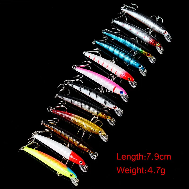 48PCS Minnow Popper Lure Kit Fishing Lure Wobbler Crankbait Minnow Bass Trolling Artificial Bait for Carp Fishing Lures Set