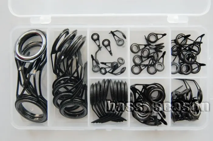 

75 Pcs Lure Fishing Rod Guides Set - Black Frame - rod building Free Shipping