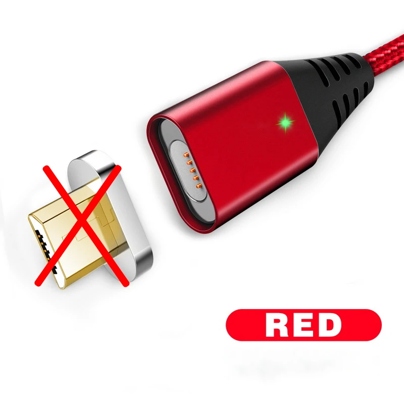 Магнитный кабель для быстрой зарядки для iPhone XS, samsung, Quick Charge 3,0, GETIHU, а, Micro usb, type-C, Магнитный зарядный шнур для телефона - Цвет: Red Cable