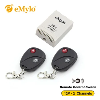 

eMylo DC12V RF Wireless Switch, Remote Control Light Switch 433Mhz 2 Channel Relay Receiver & 2 Black Transmitter Toggle Switch