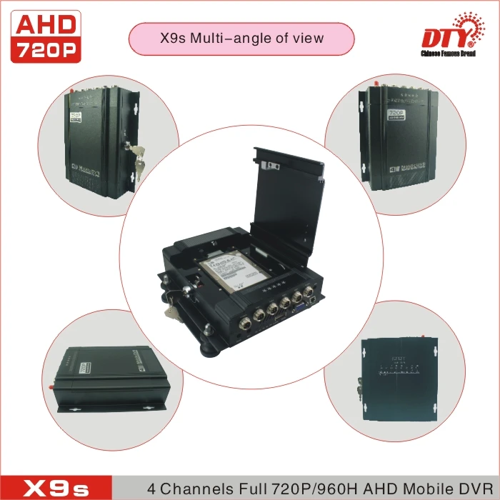  DTY X9s GPS 4CH HDD y tarjeta SD móvil DVR GPS DVR AHD DVR móvil