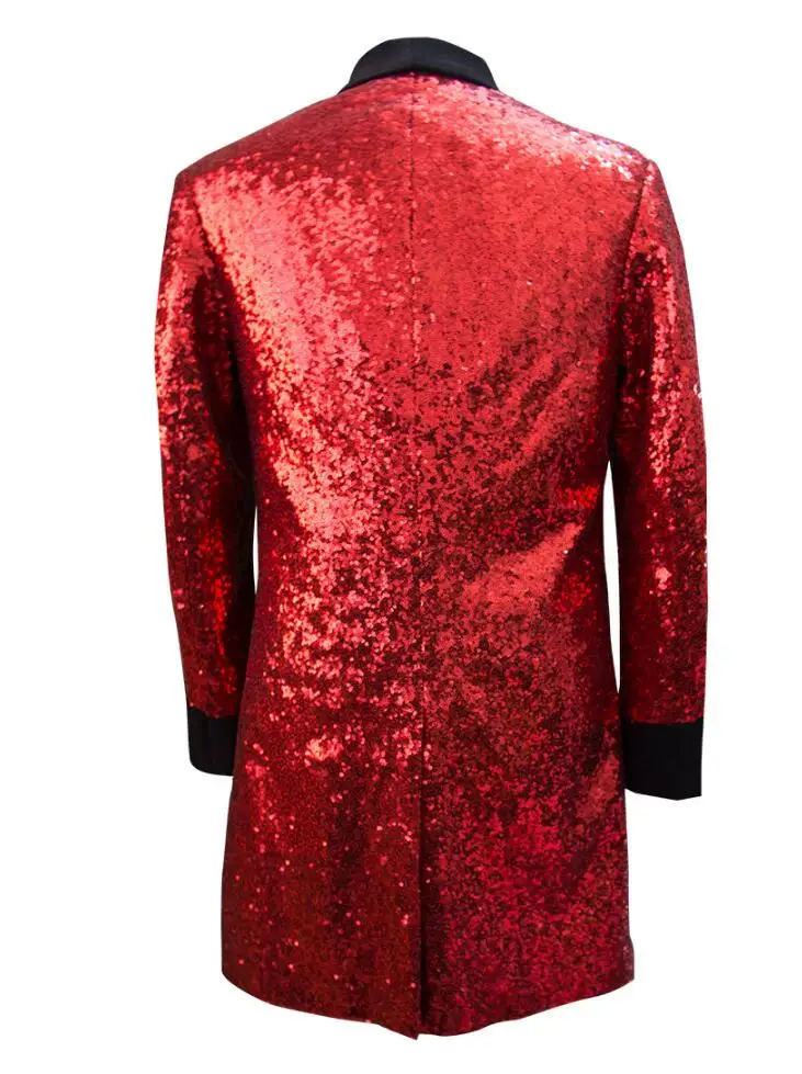 Средней длины плащ мужские пальто сращивания мужские блестки Верхняя одежда casaco masculino певица Танцы этап стильное платье Красный