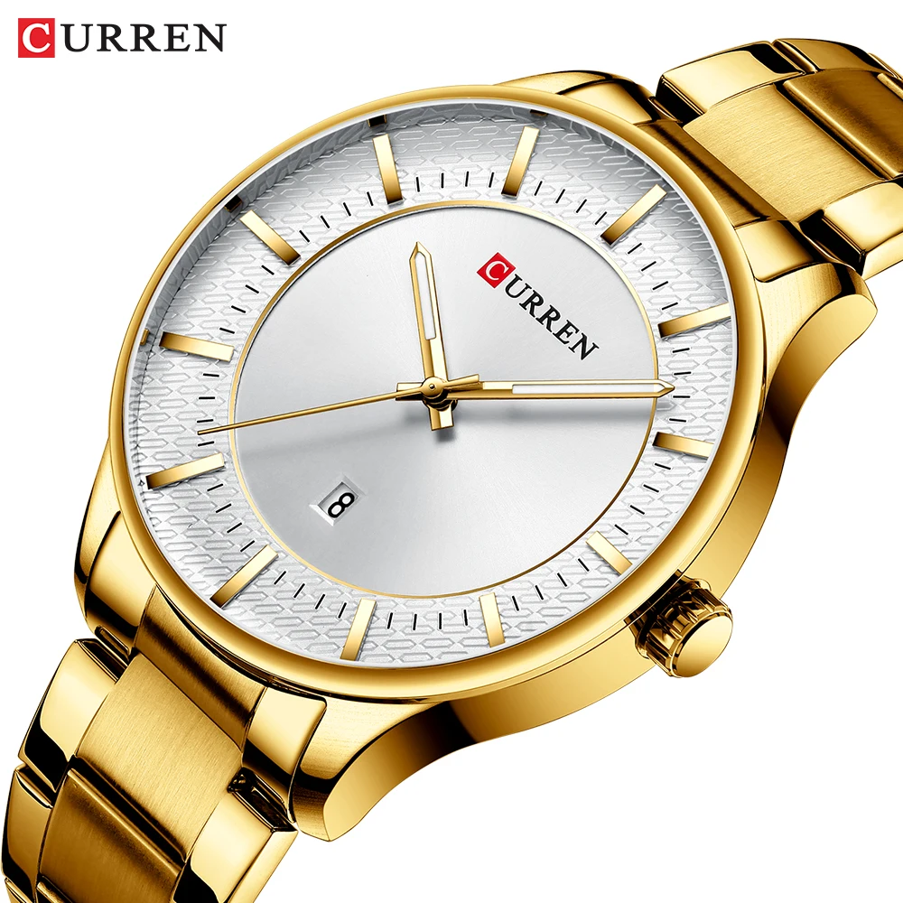 

CURREN 2019 NEW Men Watch Luxury Golden Stainless Steel Strap Quartz Watch Casual Waterproof Male Clock Relogio Masculino