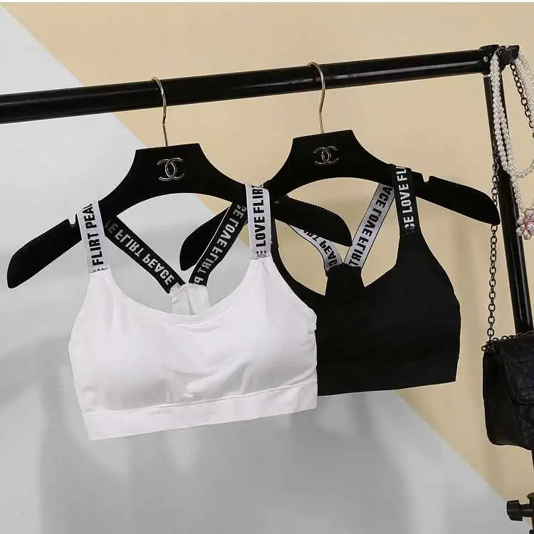 

Yoga Bra Women letter Black Sport Padded Quick Drying Fitness Push Up Sports Bra Top Gym Vest Sujetador Deportivo Wholesale