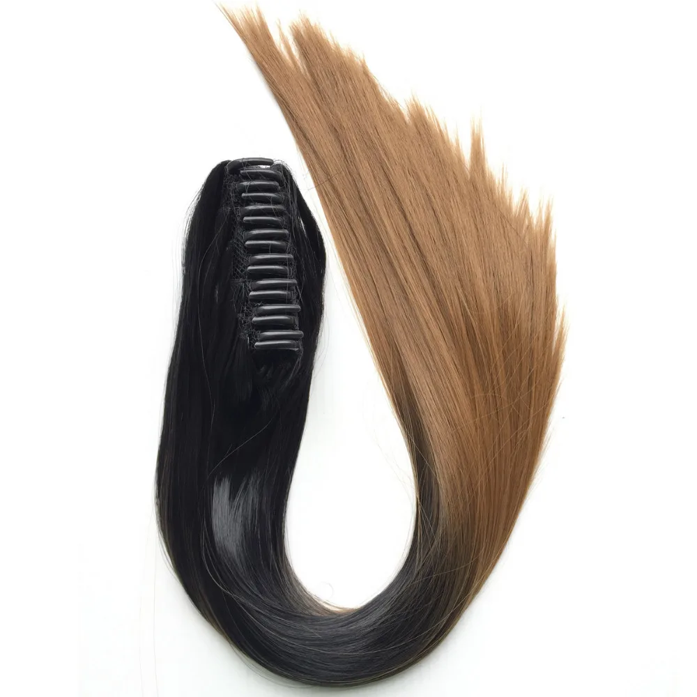 DELICE Long Straight Claw Ponytails Ombre Color Heat Resistant Synthetic Hair Pony Tails Extensions For Women