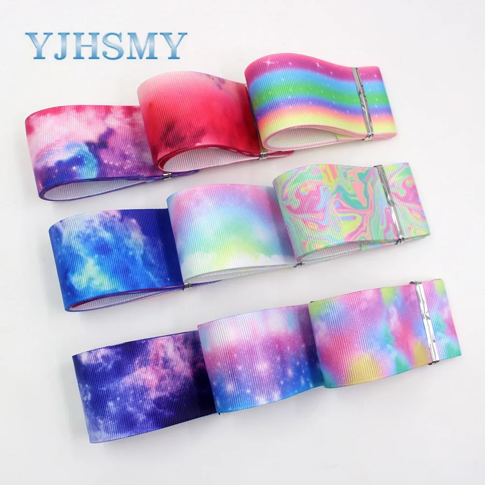 

YJHSMY I-19529-1332,10yards 38mm Colorful starry sky grosgrain Ribbons,DIY handmade headdress Wedding Party Decoration materials