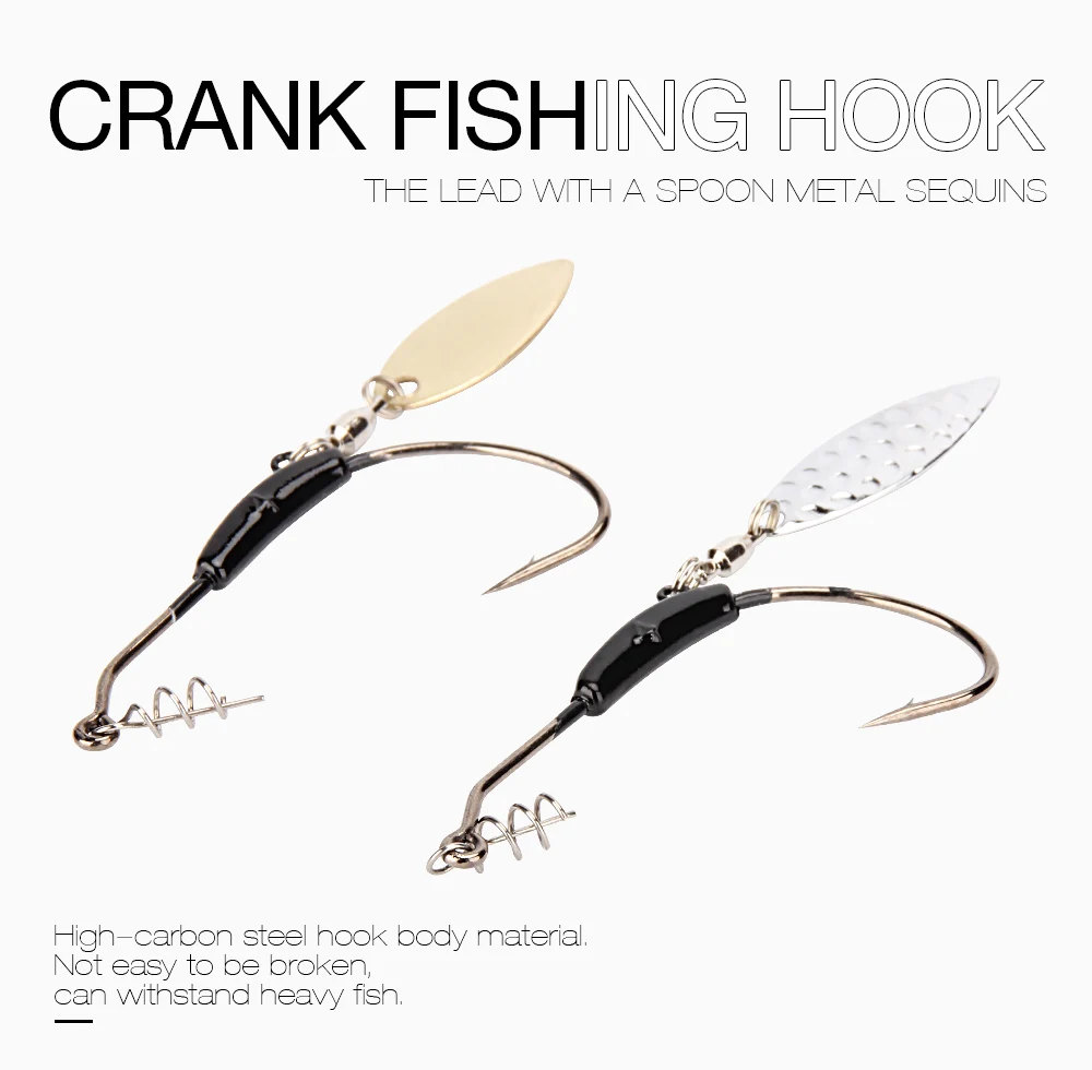 RoseWood 2g 3g 4g 7g 3pcsLot Sharp Crank Fishing Hooks GoldSilver Crank Jigging Hook Metal Spoon With Add Weight Lead Tools  (1)