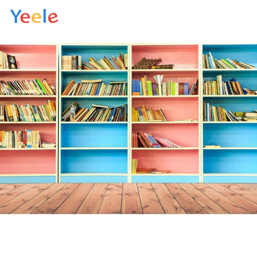

Yeele Vinyl Color Bookshelf Library Books Children Birthday Party Photograph Backdrop Wedding Photocall Background Photo Studio