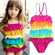 Одежда для Купания Девочек преддошкольного возраста комплект бикини Детский купальник для девочек танкини для купания Одежда для купания для девочек с радужным рисунком слитные купальники лето