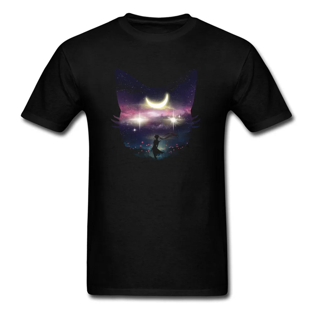 Moon Chaser Tops Tees Graphic Crewneck Birthday Short Sleeve Pure Cotton Men T Shirt Printed On Tees Free Shipping Moon Chaser black