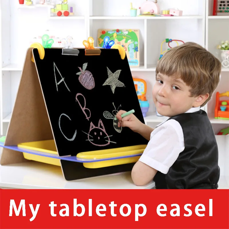

Creative Mini Multifunction Children Wooden Double Drawing Board Blackboard Tabletop Writing Easel Learning Education Toys