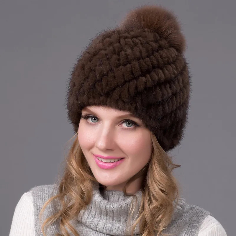 

2016 women winter hat natural leather leather new tops female pineapple hat female winter fur hats genuine mink