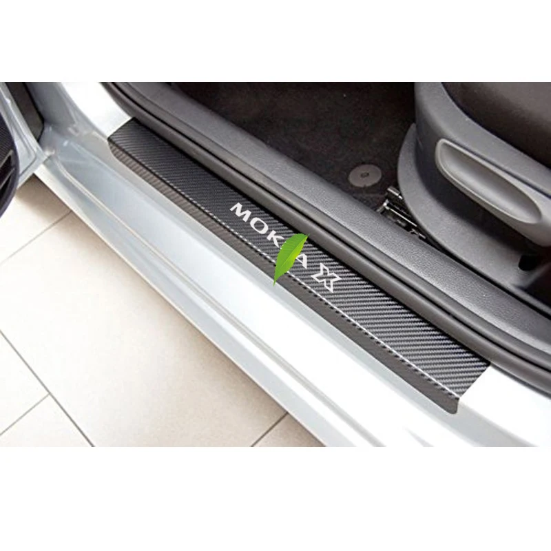 

4pcs Car Accessories Car Door Sill Protector Sticker Carbon Fiber Vinyl Sticker for OPEL Mokkax Door Sill decorative cover