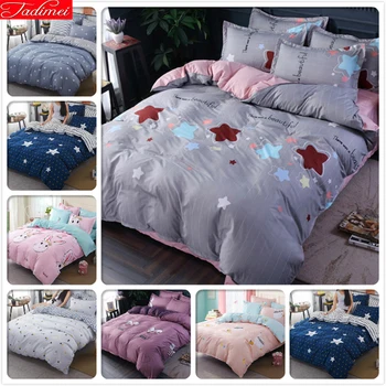 

3/4 pcs Bedding Set Soft Cotton Bed Linens Single Twin Queen King Double Size Duvet Cover Kids Child Adult Bedspreads Bedclothes