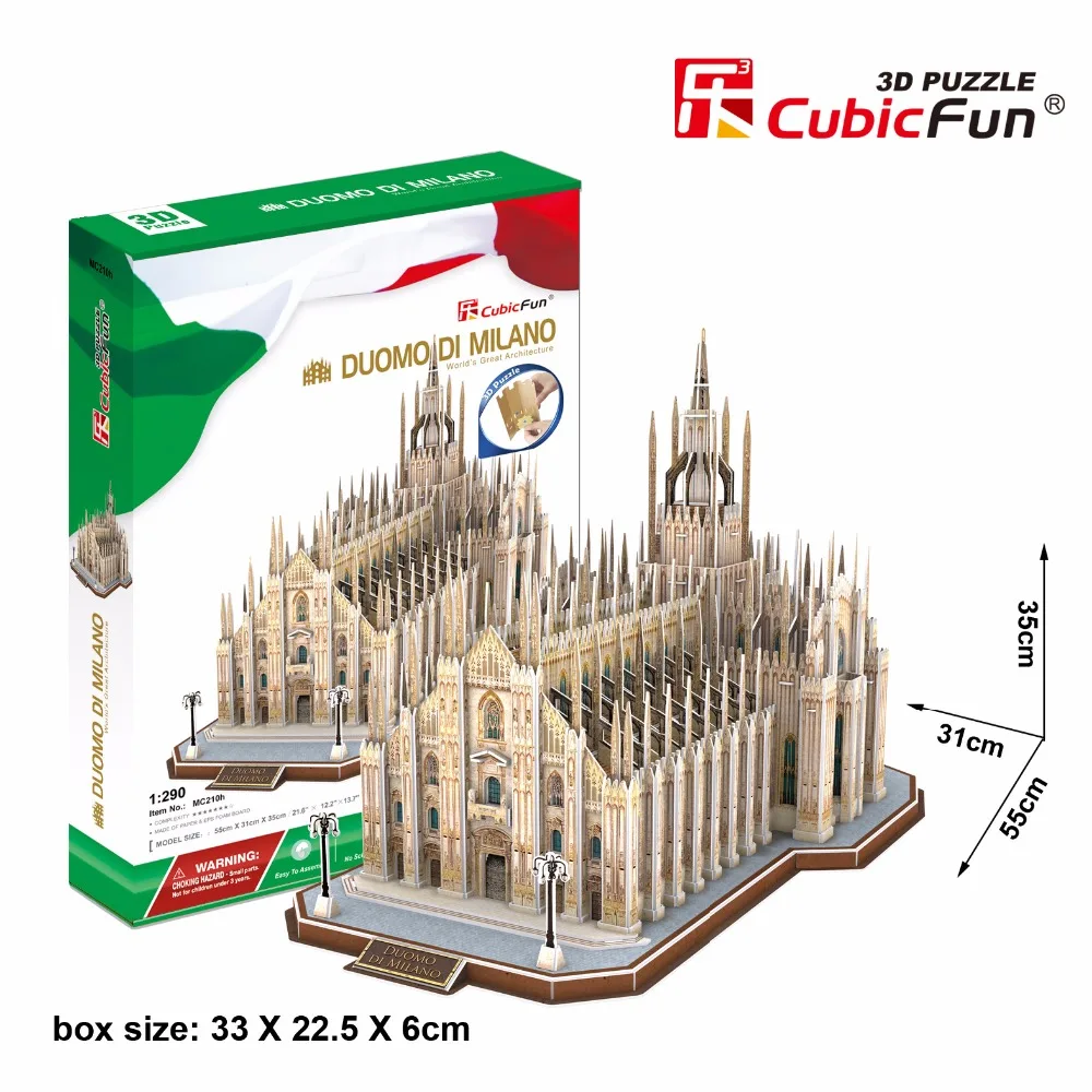 

1pc high challenge Italy Milan Cathedral 3D DIY jigsaw puzzle famous building model kits children handwork boy Educational toy
