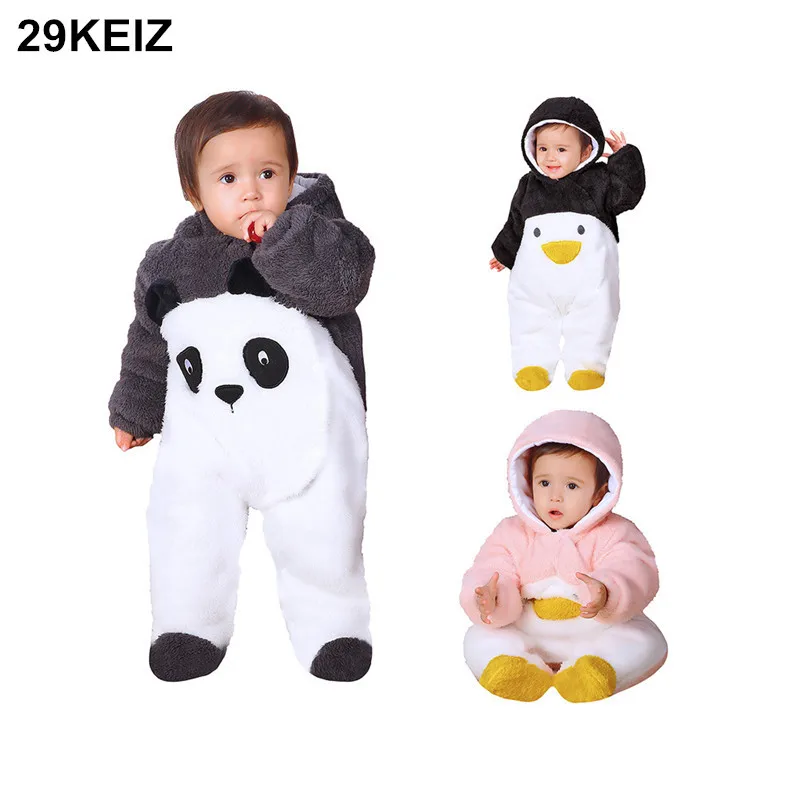 29 KEIZ милые бархатные Детские Комбинезоны для малышек Пингвин Panda Обувь девочек