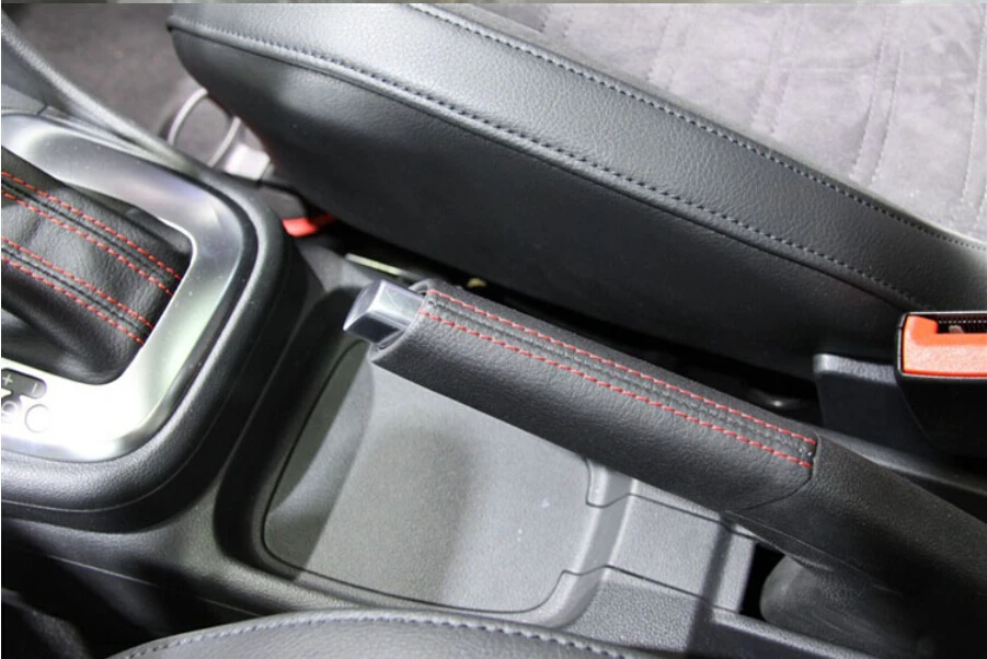 STYO для VW POLO 2011- red LINE из натуральной кожи ручной рычаг тормоза чехол/крышка
