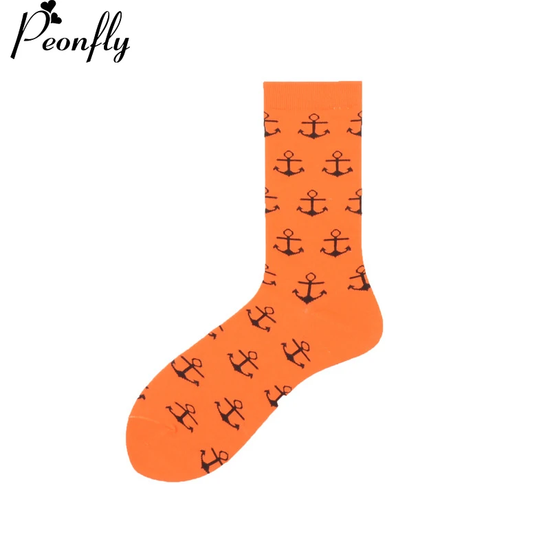 PEONFLY, 12 пар/лот, забавные мужские хлопковые носки с чесаной бородой, якорь, повседневные носки, вечерние носки, счастливые носки, свадебные подарки