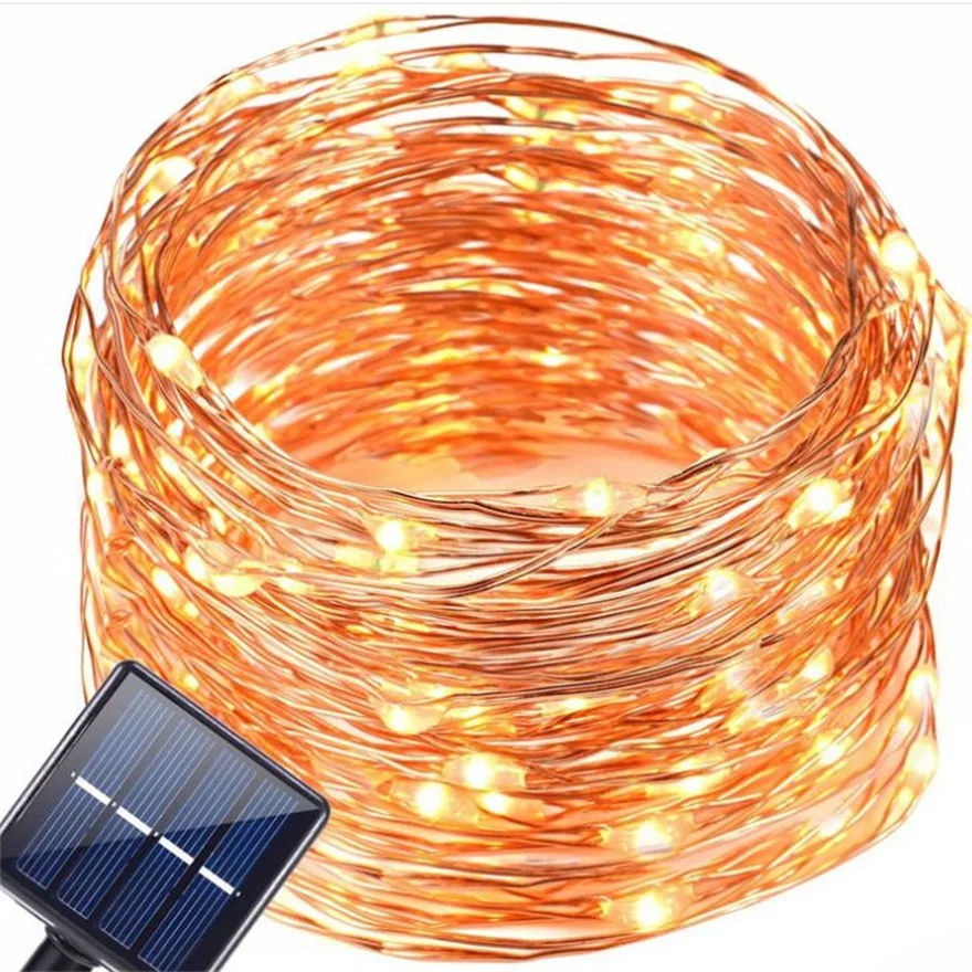 

22M Solar Copper Wire outdoor LED String lights Waterproof Holiday lighting For Fairy Christmas Tree Wedding Party Decoration