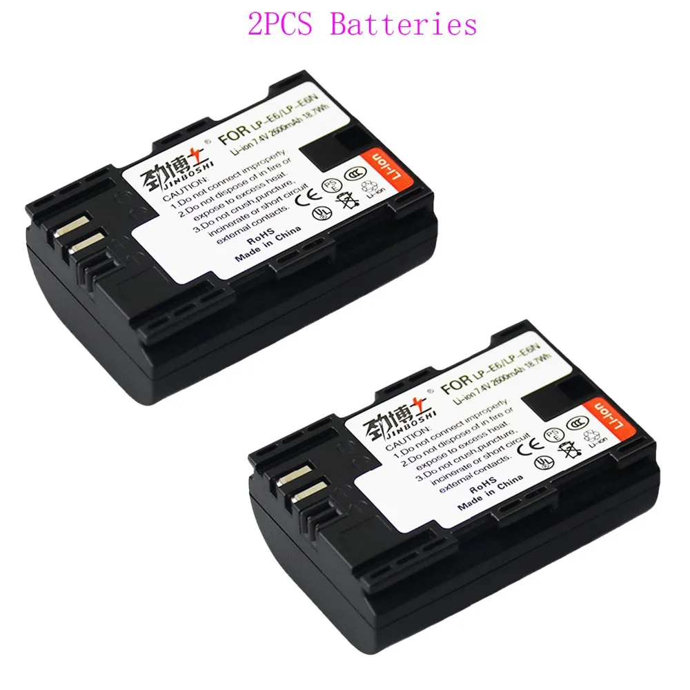 

2pc 2600mAh LP-E6 LPE6 Replacement Camera Li-ion Battery For Canon EOS 5D Mark II 2 III 3 6D 7D 60D 60Da 70D 80D DSLR EOS 5DS