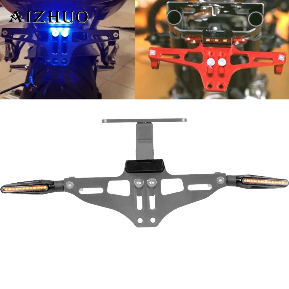 

Motorcycle License Plate Holder LED Number Support FOR cb190r gsxs1000 m109r triumph speed triple 1050 cb500f xt660x cbf 600