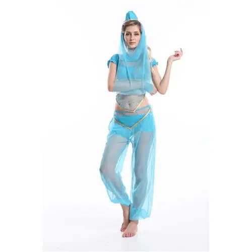 

Indian Fancy Costume Dress Blue Color Short Sleeve Costume Transparent High Quality Sexy Costume S-2XL ZT8654-1