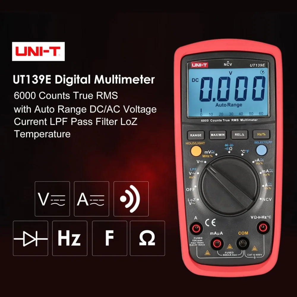 UNI T UT139E 6000 Counts Digital Multimeter with Auto Range DC/AC