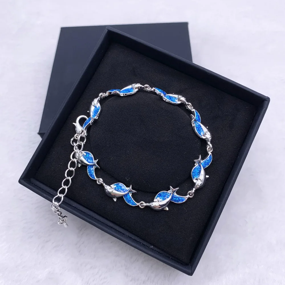

New Summer Style Dolphin Turtle Fire Opal Sea Bracelets for Women lovely Animal Bracelet Beach Jewelry for Christmas gifts girl