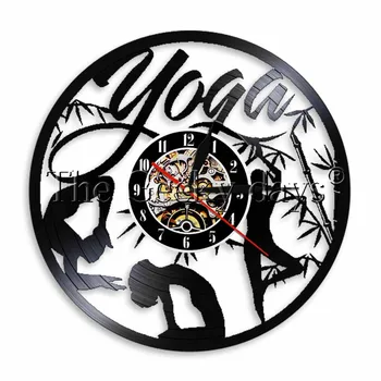 

1Piece Yoga Wall Clock Sport Vinyl LP Record Time Clock Gym Home Decor Keep Fit Vintage Timepiece Gift For Yoga Lover Fitness