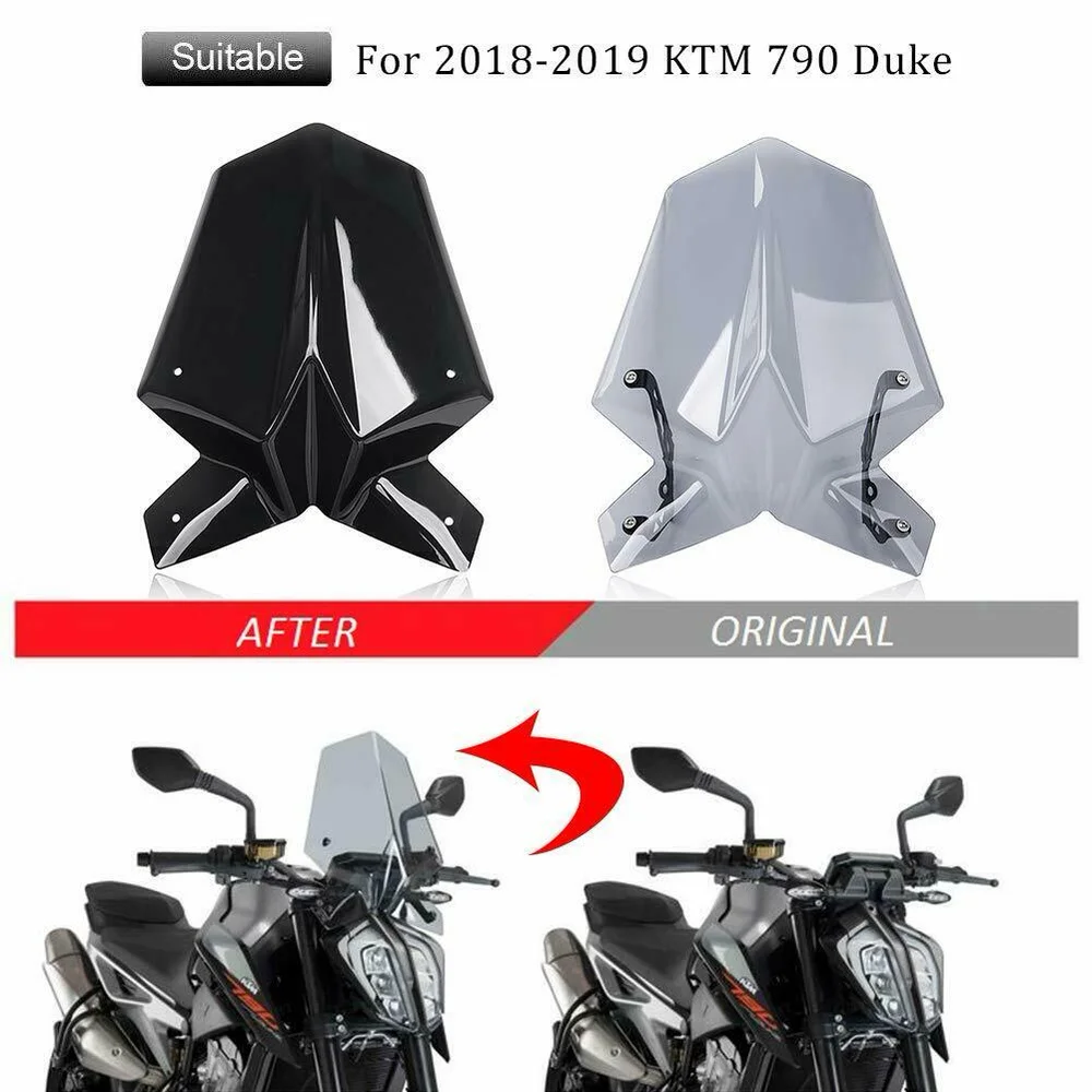 

For KTM DUKE 790 2018 2019 SPORT Double Bubble Windscreen Windshield with Mounting Bracket Wind Deflector Motorcycle Accessories
