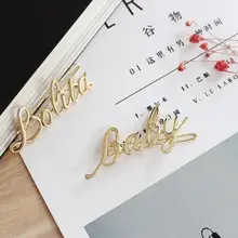 Модные женские заколки для волос с буквенным моделированием металлические детские волосы "Лолита" клипсы сладкие золотые челки заколки для волос аксессуары