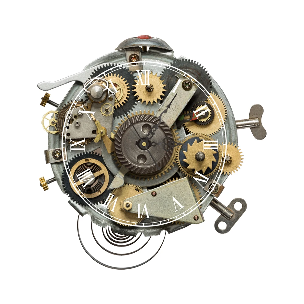 Wall Clock 3D Effect Mechanical Watch Parts Wall Sticker Vintage Home