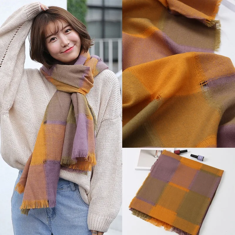 70*230cm Cashmere Wild British Lattice Scarf Brand Women Thickened Warm Shawls and Scarves