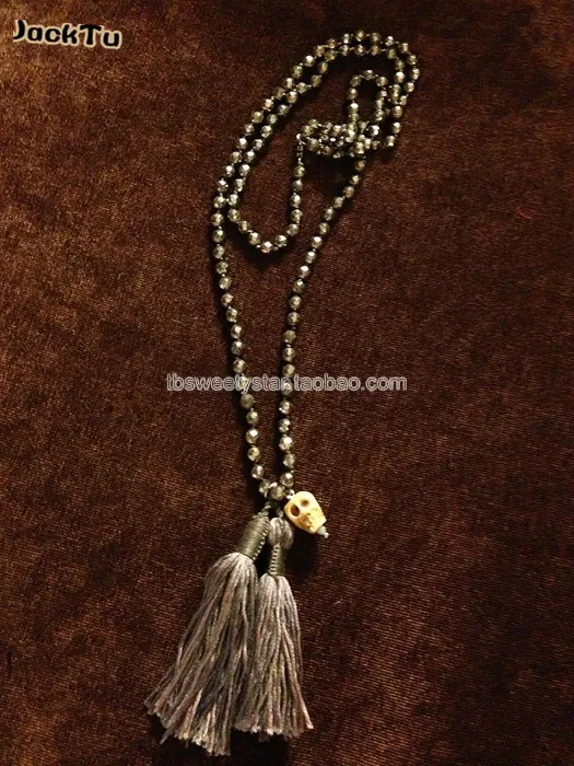 

new fashion 6mm fected pyrite Tassel necklace women lady